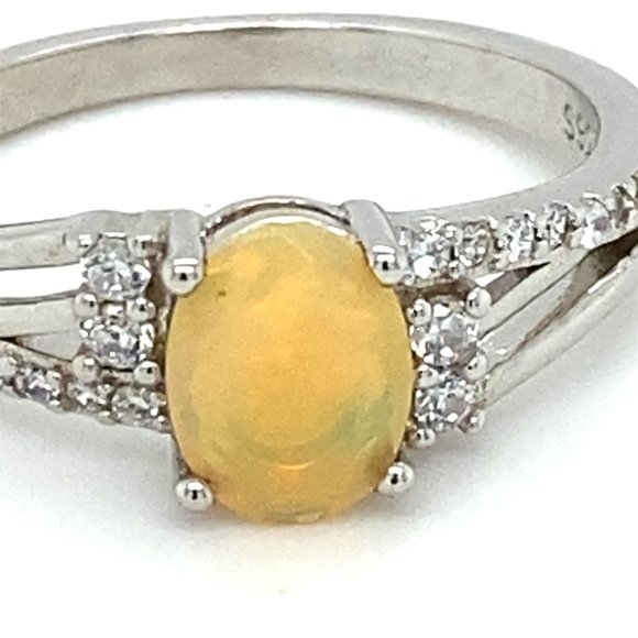 Welo Opal 1.02ct Platinum Finish Solid Silver Ring - Picture 7 of 7